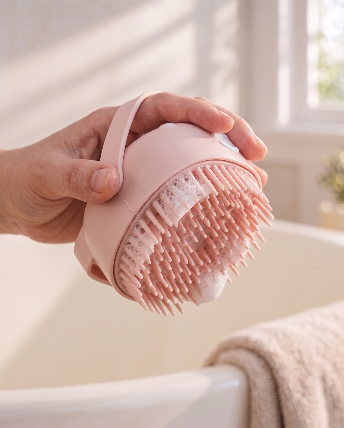 The bath brush in blush pink